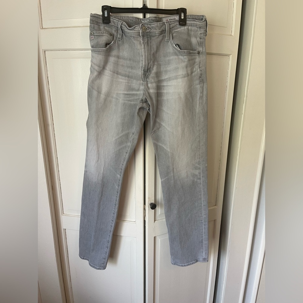 AG Adriano Goldschmied Light Gray Straight Jeans